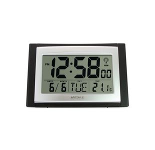 Acctim Stratus Radio Controlled LED Wall/Desk Clock Black/Silver 74053