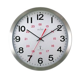 Acctim Century 24 Hour Radio Controlled Clock Aluminium 74457