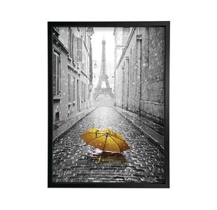 Yellow Umbrella In Paris Framed Print A2 16x24 Inches FP1STVCDA4176A2S