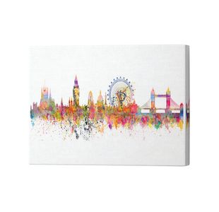 London Skyline Splatter Canvas Print 26x40 Inches SC1STVCD31654L