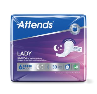 Attends Lady Sanitary Pads Size 6 Night (Pack of 30) 211939