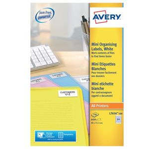 Avery Laser Mini Labels 46mmx11.1mm 84 Per Sheet White (Pack of 8400) L7656-100