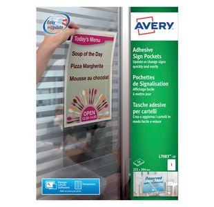 Avery Transparent Adhesive Sign Pockets A4 (Pack of 10) L7083-10