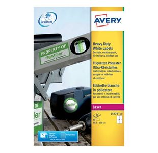 Avery Laser Label Heavy Duty 4 Per Sheet White (Pack of 80) L4774-20