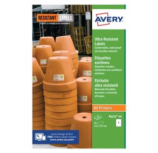 Avery Ultra Resistant Labels 210x297mm (Pack of 20) B4775-20