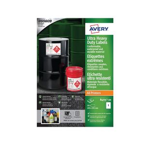 Avery Ultra Heavy Duty Waterproof Labels 209x291mm Pack of 20 B4775-20