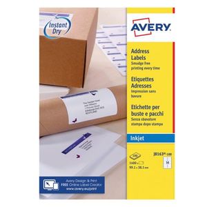 Avery Inkjet Address Labels QuickDRY 99.1x38.1mm 14 Per Sheet White (Pack of 1400) J8163-100
