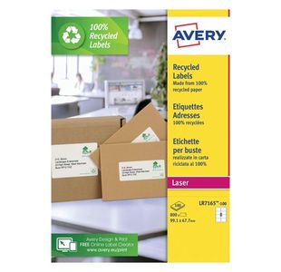 Avery Laser Labels Recycled 8 Per Sheet White (Pack of 800) LR7165-100