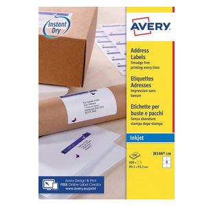 Avery Inkjet Label 99.1x93.1mm 6 Per Sheet Wht (Pack of 600) J8166-100