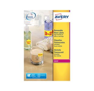 Avery Laser Label 99.1x38.1mm Neon Yellow (Pack of 350) L7263-25