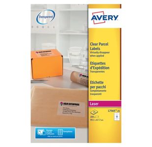 Avery Laser Label 99.1x67.7mm 8 Per Sheet Clear (Pack of 200) L7565-25