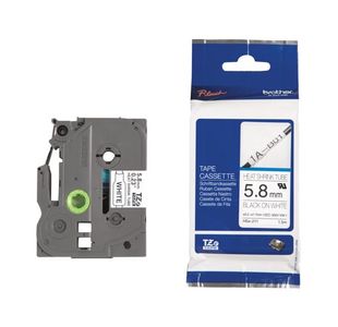 Brother HSe Heat Shrink Tube Tape Cassette 5.8mm x 1.5m Black on White HSe211