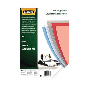 Fellowes Recycled A4 PVC Binding Covers Clear 180 Micron (Pack of 100) 5375901