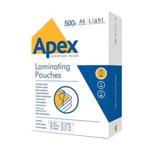 Fellowes Apex Light Duty Laminating Pouch A4 (Pack of 500) 6005201