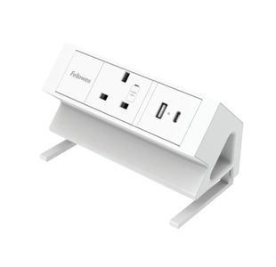 Fellowes Power Desk Type G UK/IE 1 Socket 1 USB-A + 1 USB-C Port White 100137171