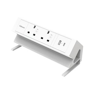 Fellowes Power Desk 2 Type G UK/IE 2 Sockets 1 USB-A + 1 USB-C Port White 100137181
