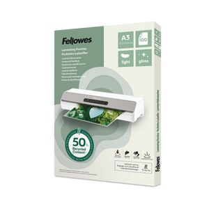 Fellowes Recycled A3 Laminating Pouches Gloss 80 Micron (Pack of 100) 100142988