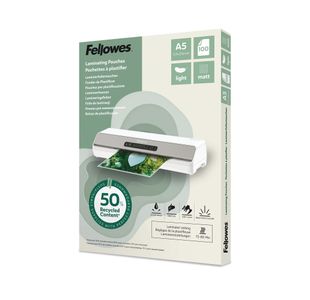 Fellowes Recycled A5 Laminating Pouches Matt 80 Micron (Pack of 100) 100143437