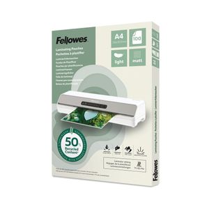 Fellowes Recycled A4 Laminating Pouches Matt 80 Micron (Pack of 100) 100143435