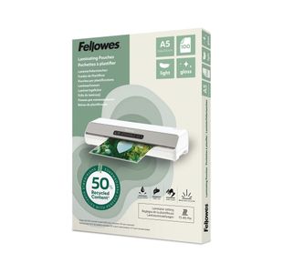 Fellowes Recycled A5 Laminating Pouches Gloss 80 Micron (Pack of 100) 100143440