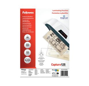 Fellowes Laminating Pouches 250 Micron Total Thickness Gloss A4 (Pack of 500) 1100144249