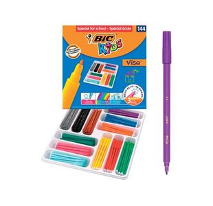 Bic Kids Visa Felt Tip Pens Fine Tip Assorted (Pack of 144) 887838