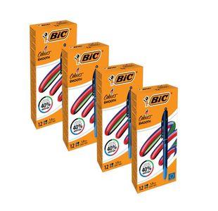 Bic 4 Colour Pro Ballpoint Pen Black Barrel Medium Pack of 12 4 For 3