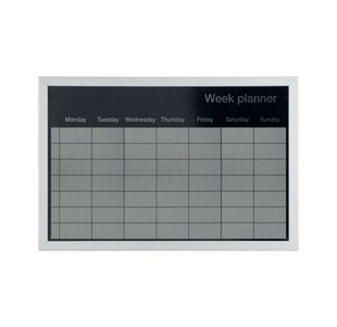 Bi-Office Magnetic Weekly Silver Finish Planner Grey Frame 60x40cm mm03108529