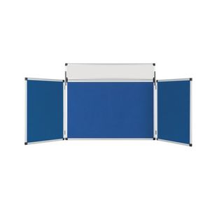 Bi-Office Showboard 3 Panel+Header Blue Nylon 90x60cm DSP350111