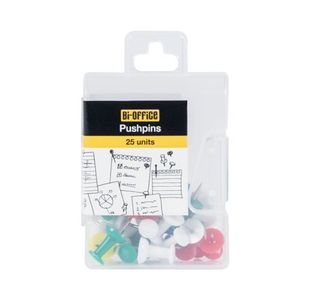 Bi-Office Push Pins Assorted Colours (Pack of 25) PI0523