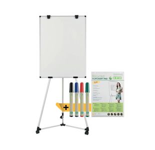 Bi-Office Mobile Magnetic Easel with Flipchart Pad and Pens Earth Kyoto Easel Bundle
