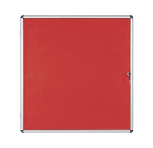 Bi-Office Enclore Display Case Red Felt Acrylic Aluminium Frame 12xA4 VT660105150