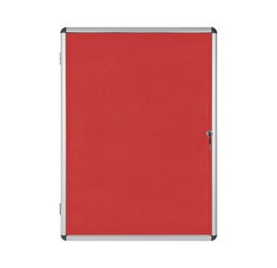 Bi-Office Enclore Display Case Red Felt Acrylic Aluminium Frame 9xA4 VT630105150