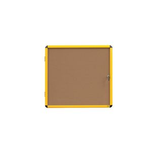 Bi-Office Ultrabrite Cork Display Case Acrylic Yellow Aluminium Frame 12xA4 VT6601611511