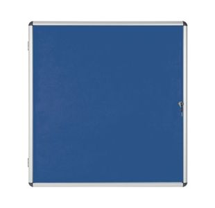 Bi-Office Enclore Display Case Blue Felt Acrylic Aluminium Frame 12xA4 VT660107150