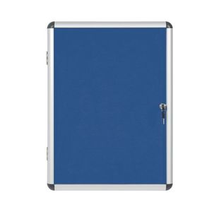 Bi-Office Enclore Display Case Blue Felt Acrylic Aluminium Frame 4xA4 VT610107150