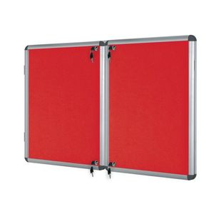 Bi-Office Enclore Display Case Red Felt Acrylic Aluminium Frame 32xA4 VT770105150