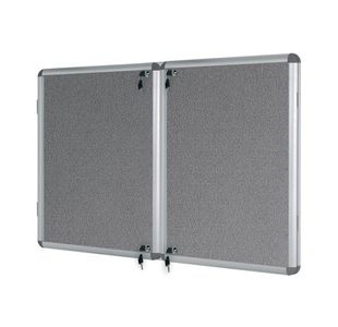 Bi-Office Enclore Display Case Grey Felt Acrylic Aluminium Frame 32xA4 VT770103150