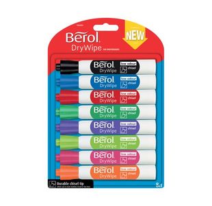 Berol Drywipe Marker Chisel Tip Assorted (8 Pack) 1984884