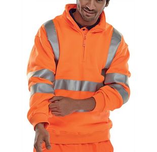 Beeswift Quarter Zipped Hi Vis Sweatshirt Orange S BSZSSENORS
