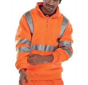 Beeswift Quarter Zipped Hi Vis Sweatshirt Orange M BSZSSENORM