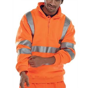 Beeswift Quarter Zipped Hi Vis Sweatshirt Orange 3XL BSZSSENOR3XL