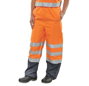 Beeswift Belfry Hi Vis Trousers Orange/Navy Blue L BETORNL