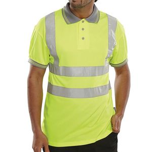 Beeswift High Visibility Short Sleeve Polo Shirt Saturn Yellow L BPKSENSYL