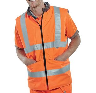 Beeswift High Visibility Reversible Bodywarmer Orange/Grey L BWENGORL