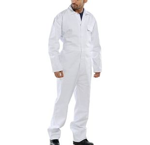 Beeswift Click Boilersuit Cotton Drill White 38 CDBSW38