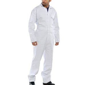 Beeswift Click Boilersuit Cotton Drill White 46 CDBSW46