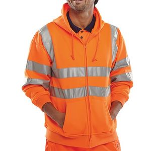 Beeswift Zip Up Hooded High Visibility Sweatshirt Orange S BSHSSENORS