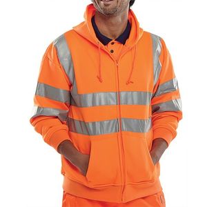 Beeswift Zip Up Hooded High Visibility Sweatshirt Orange 2XL BSHSSENOR2XL