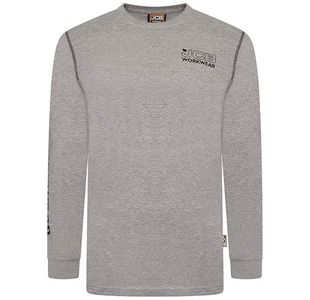 JCB Workwear Banner Long Sleeve Tshirt Grey 3XL JCBBT/G-X3L